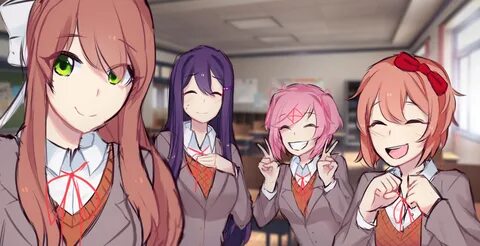 The Gang's All Here Doki Doki Literature Club Know Your Meme