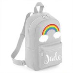Personalise Mini Backpack with Rainbow ANY NAME Kids Childre