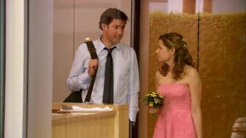 Coral Strapless Dress of Pam Beesly (Jenna Fischer) in The O