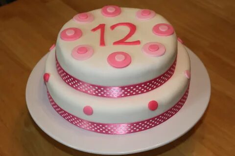 Pink and White Fondant Birthday Cake 12th birthday cake, Fon
