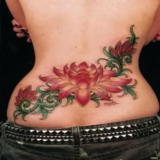 Beautiful colorful flower tattoo on lower back - Tattoos Boo