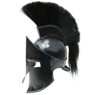 300 Greek Spartan steel Helmet with Black Plume and Leather 