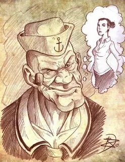 Popeye (by Diego Ramirez) Cartoon drawings, Popeye cartoon, 