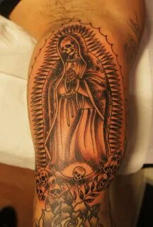 Skull Virgin Mary Arm Tattoo Design for Men - Religious Tatt