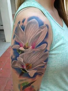 Magnolia flowers by Phil Garcia at InkPhiller Studios Tattoo