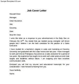 Simple Job Cover Letter Example - Sample Templates - Sample 