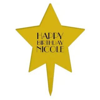 Gold Star Happy Birthday Hollywood Birthday Cake Topper Zazz