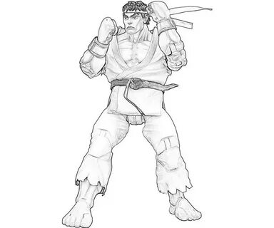 Fighter Street Coloring Ryu Easter Sketch Coloring Page