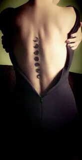 Floral back tattoo Moon phases spine tattoo Spine tattoos, M