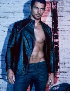 David Gandy Poses Shirtless in Leather + Jeans for HGIssue