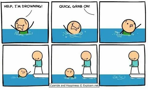 Quick, grab on!! Cyanide and happiness, Cyanide and happines