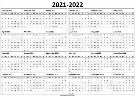 Two Year Calendar 2021 2022 Printable Template for Pinterest