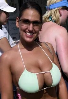 Busty bikini boob out