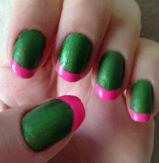 Nails This Week - Pink & Lime French Tips - Nails For Nickel