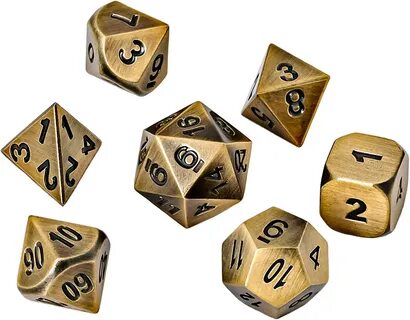 Metal Flash Powder DND Dice Set 7pcs D&D Dice for Dungeons a