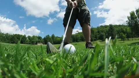 close man hitting golf ball club: стоковое видео (без лиценз