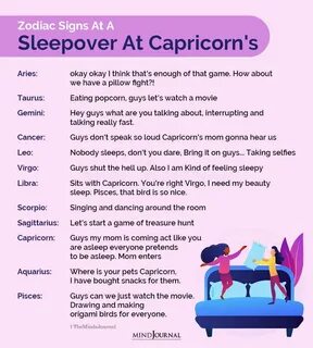 Zodiac Signs At A Sleepover At Capricorn's