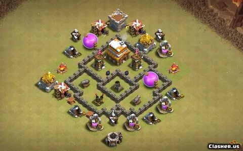 Copy Base Town Hall 4 TH4 War/Trophy base v52 With Link 0-20