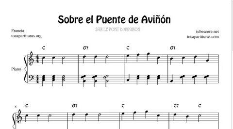 diegosax: Sobre el puente de Aviñón Partitura de Piano Fácil