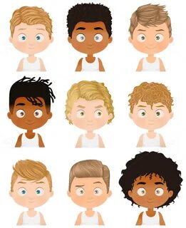 Vector Boy Characters - Ethnicity - Hairstyles Set on Behanc