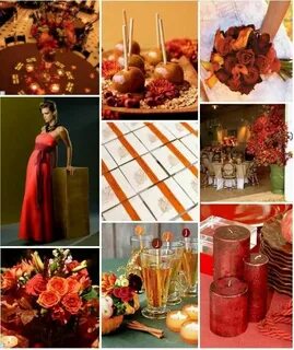 fall wedding ideas like burnt orange dress with red accent (