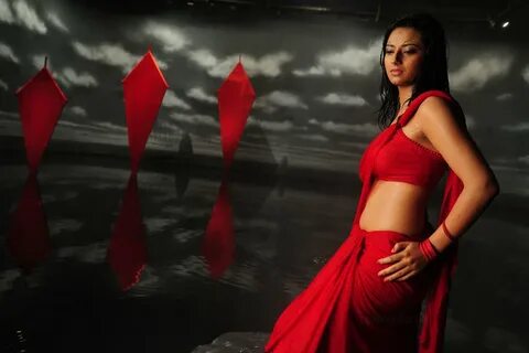 isha chawla hot stills in red saree - INDIAN ACTRESS
