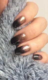 Black gelish with rose gold glitter by The Beautiful Nails C