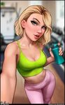 Gwen Stacy Marvel Comics Blonde Gym Clothes Green Top Pierce