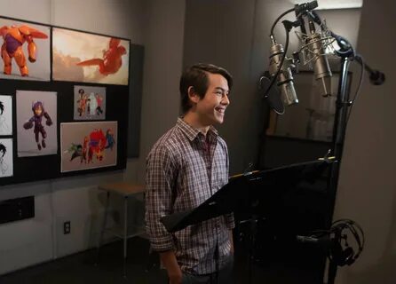 Ryan Potter in the recording session booth to do the voice o