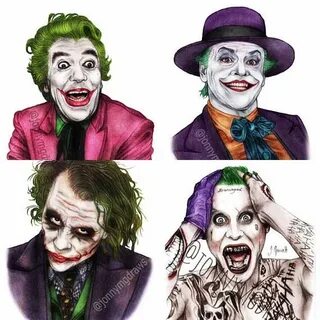 Pack of 4 A4 Joker Portraits - Cesar Romero, Jack Nicholson,