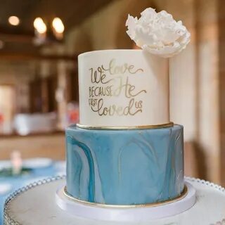 We Love Because He first loved Us, Blue marble and gold wedd