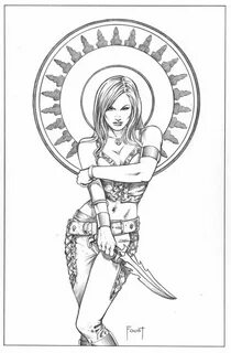 Fantasy Female assassin, Drawings, Coloring pictures
