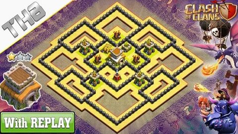 NEW COC TH8 best base (WAR/HYBRID) with REPLAY !! TH8 Base A