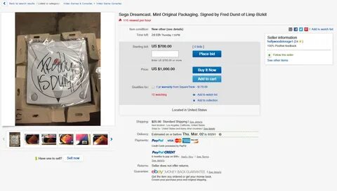 Fred Durst signed Dreamcast hits eBay " SEGAbits - #1 Source