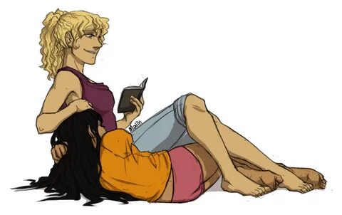 Annabeth and Reyna relaxing funny how Reyna's wearing an ora