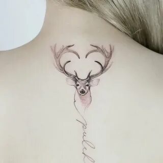 Deer & Lettering Tattoo designs men, Antler tattoos, Deer ta