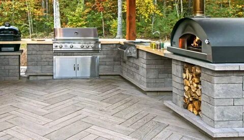 Brandon Pizza Oven and Kitchen - Techo Bloc Patio pavers des