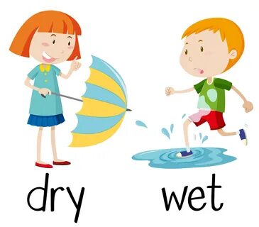 Opposite wordcard for dry and wet 447978 Vector Art at Vecte