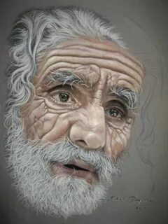 OLD MAN 35 x 50 cm Soft Pastel on Velvet Paper Drawing Eye d