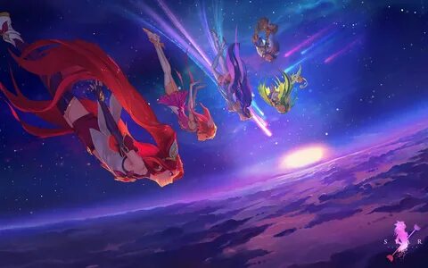 league of legends star guardian wallpaper,sky,atmosphere,spa