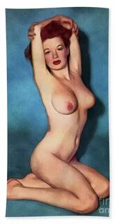 Vintage Nude Pinup Bath Towel by Esoterica Art Agency Pixels