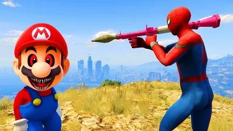 SPIDERMAN VS MARIO VS LUIGI VS WARIO VS WALUIGI GTA 5 Crazy 