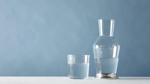 Bedside Carafe + Glass, grey, Pewter and lead-free Crystal g