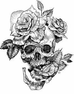 Skull And Roses Sticker by saraknid in 2022 Skull rose tatto