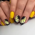 Летний маникюр в желтом цвете с подсолнухами Sunflower nails