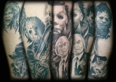 Horror Icon Leg Sleeve Tattoo Picture Last Sparrow Tattoo Bl