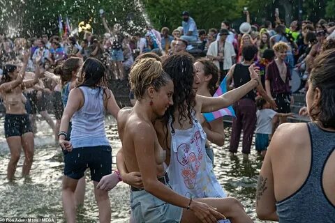 Dozens of women go topless for New York City's annual Dyke M