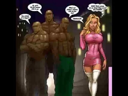 Blonde Comic Book Whore Takes On Gang Of Black Cock : XXXBun