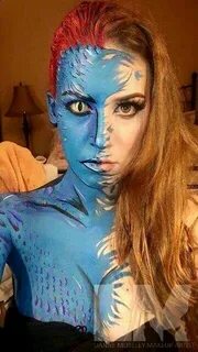Superhero makeup and bodypainting idea Face painting hallowe