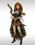 Female Half-Elf Gunslinger - Pathfinder PFRPG DND D&D d20 fa